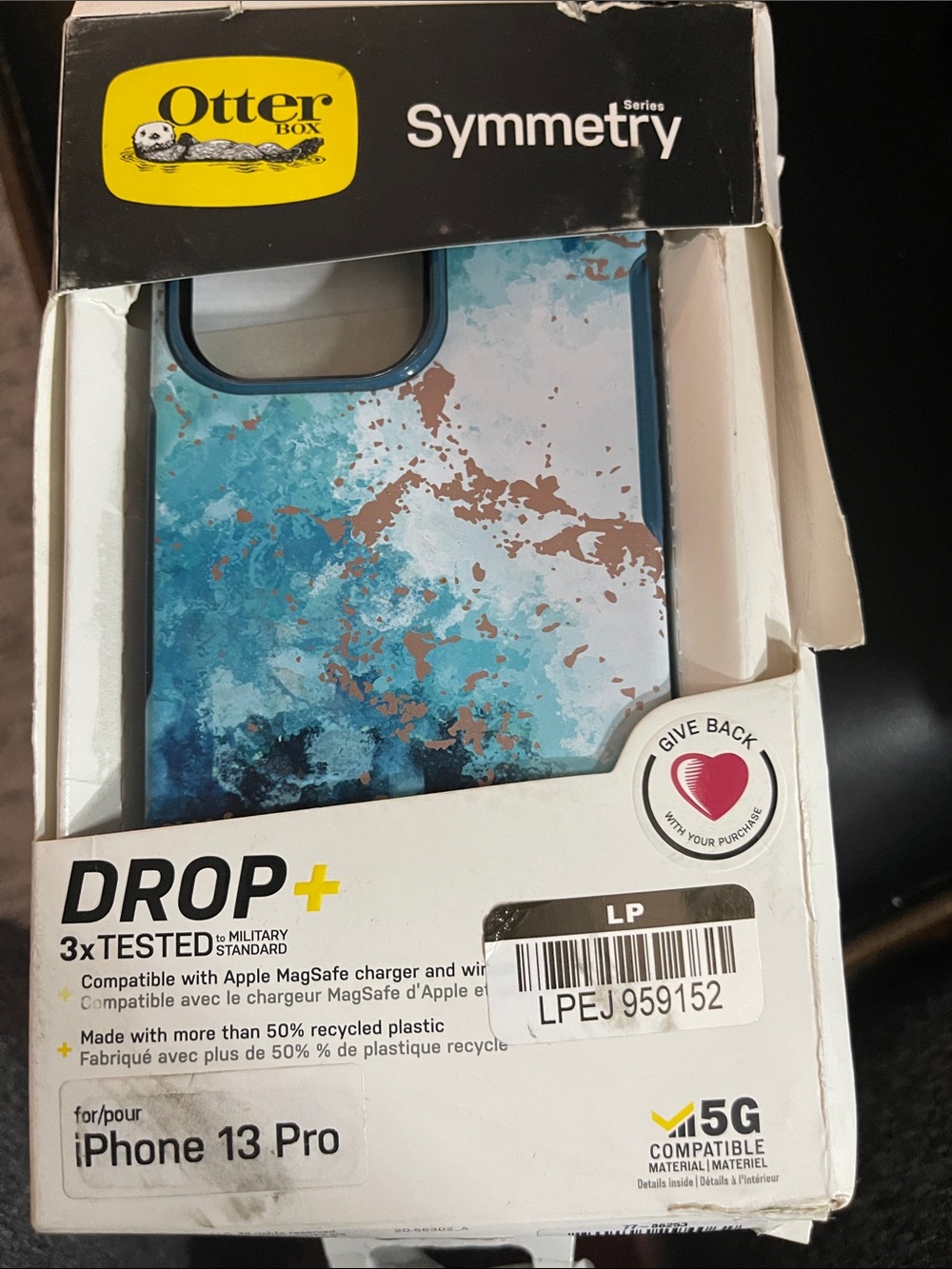 OtterBox Symmetry Series Teal Blue Marble Case for iPhone 13 Pro